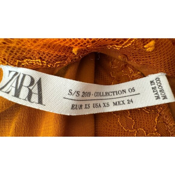 ZARA Vintage Inspired Small Lace Midi Dress In Burnt Orange - Picture 4 of 14
